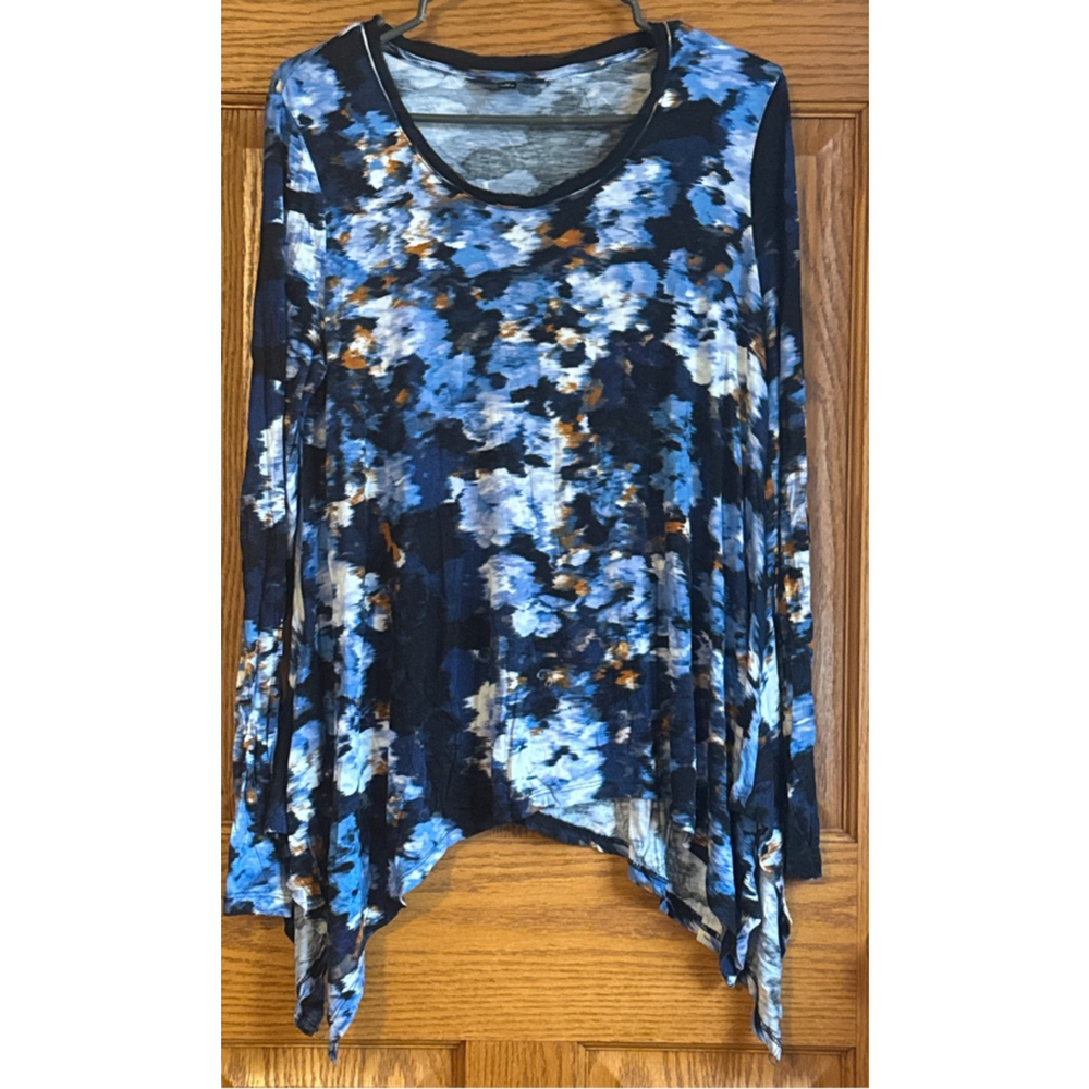 Women's Simply Vera Vera Wang Long Sleeve Tee M Blue Black Floral